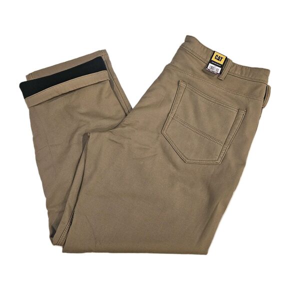 CAT Caterpillar‎ Fleece Lined Men's Work Pants 40x32 Tan Canvas Insulated NWT - Picture 1 of 3